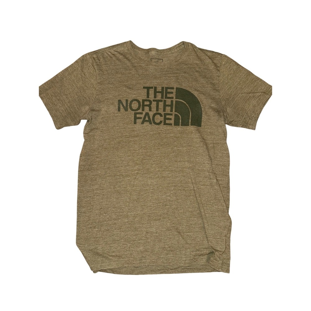 The North Face Mens Graphic T-Shirt Heathered Olive Green Logo Tee Size Medium